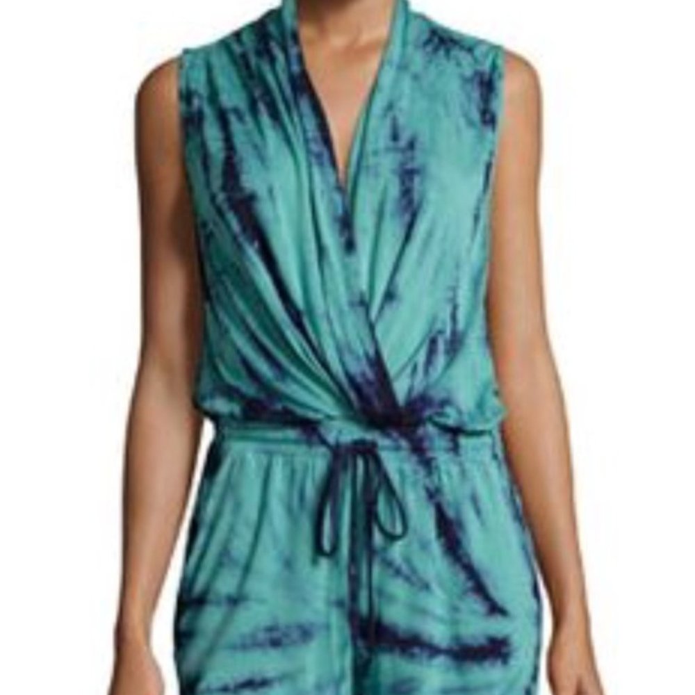YOUNG FABULOUS & BROKE myla tie dye romper teal